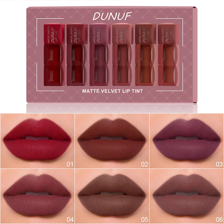 DUNUF 8pcs Liquid Matte Lipstick Velvet Matte Women'S Makeup Long-lasting Waterproof Non-stick Cup Non-fade Lip Gloss