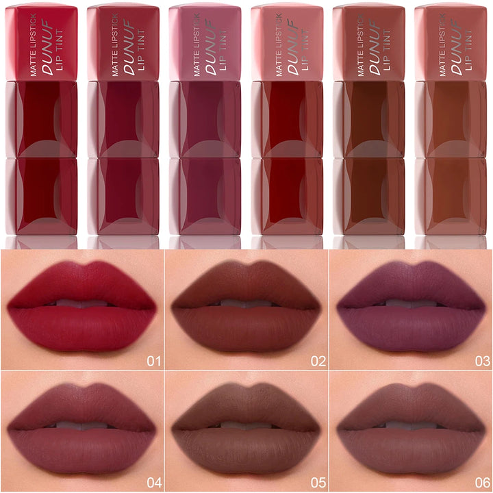 DUNUF 8pcs Liquid Matte Lipstick Velvet Matte Women'S Makeup Long-lasting Waterproof Non-stick Cup Non-fade Lip Gloss