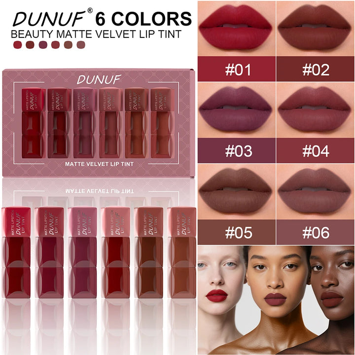 DUNUF 8pcs Liquid Matte Lipstick Velvet Matte Women'S Makeup Long-lasting Waterproof Non-stick Cup Non-fade Lip Gloss
