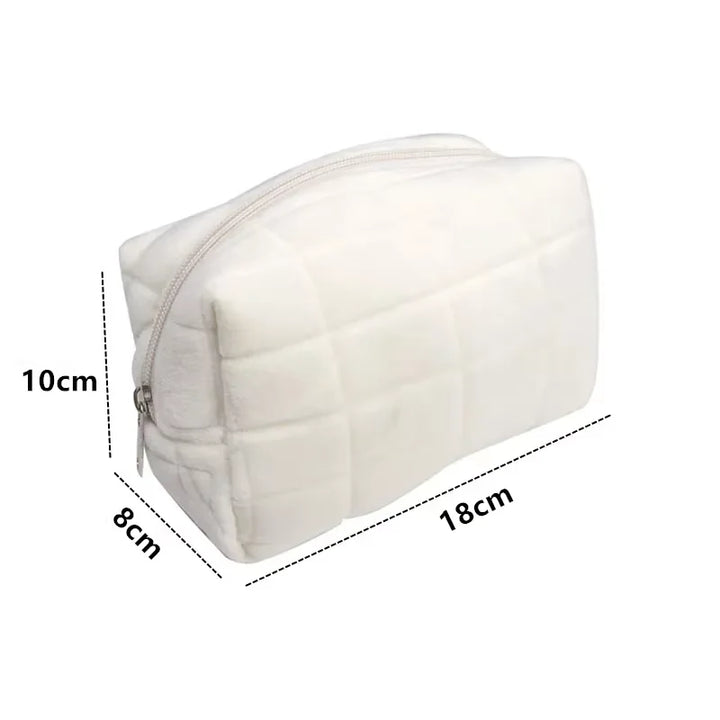 Solid Fur Cosmetic Storage Bag Large Women Zipper Makeup Organizer Handbag Stationery Pencil Case Travel Make Up Toiletry Punch