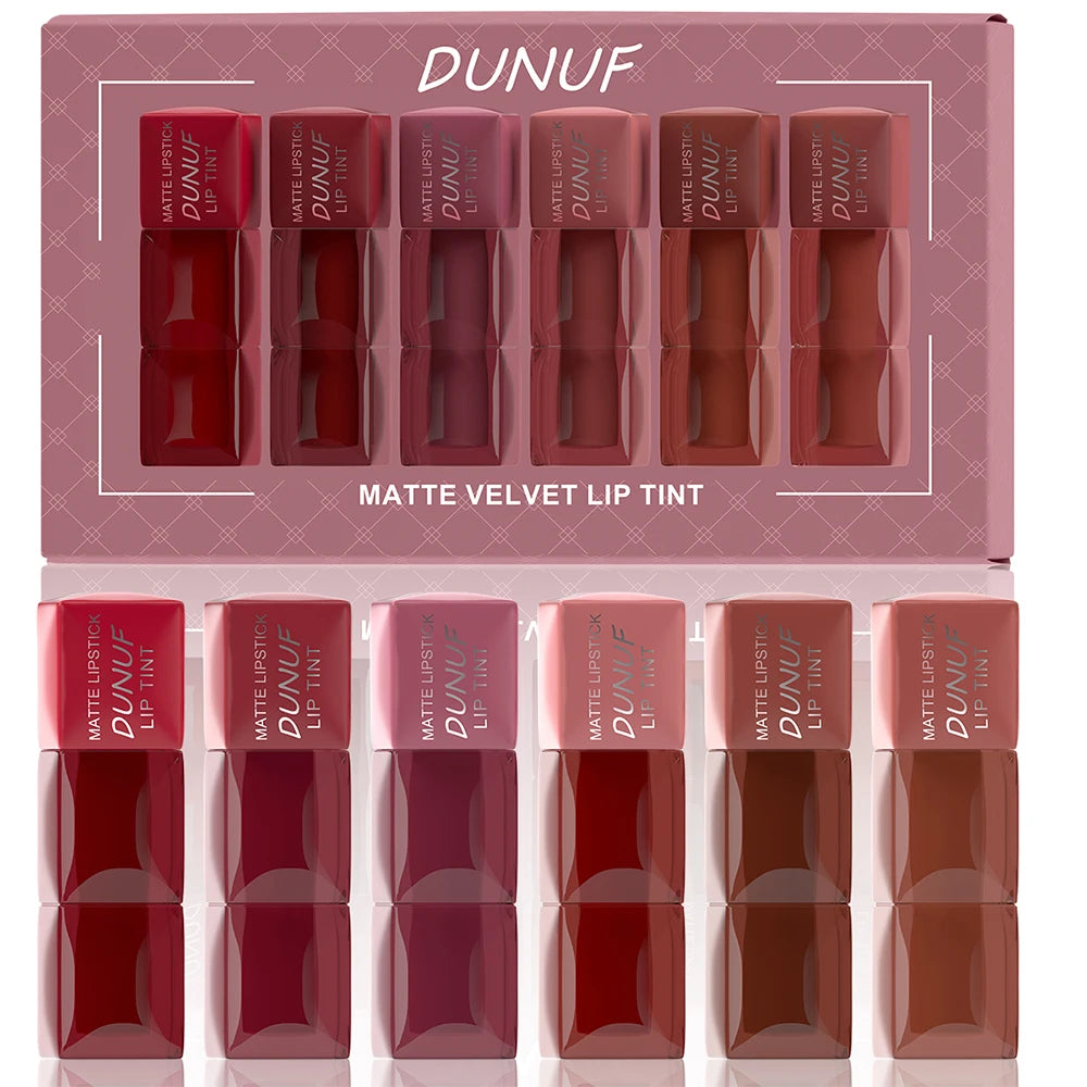 DUNUF 8pcs Liquid Matte Lipstick Velvet Matte Women'S Makeup Long-lasting Waterproof Non-stick Cup Non-fade Lip Gloss