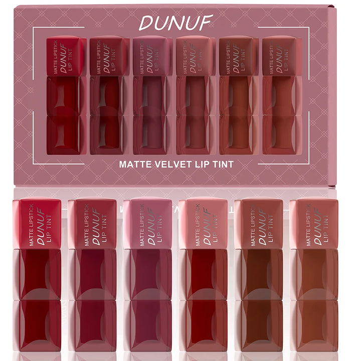 DUNUF 8pcs Liquid Matte Lipstick Velvet Matte Women'S Makeup Long-lasting Waterproof Non-stick Cup Non-fade Lip Gloss