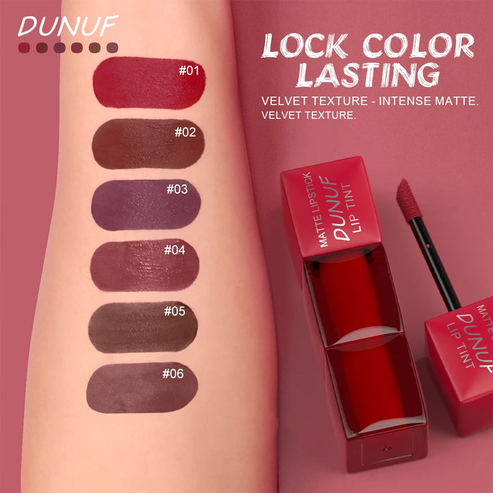 DUNUF 8pcs Liquid Matte Lipstick Velvet Matte Women'S Makeup Long-lasting Waterproof Non-stick Cup Non-fade Lip Gloss